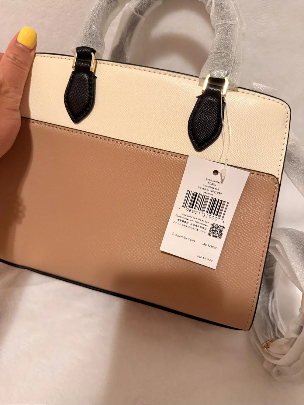 Kate Spade Madison Small Satchel Toasted Hazelnut Leather Top Handle Bag